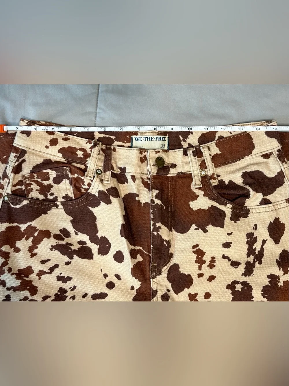 Free People We The Free Cow Print Straight Leg Jeans Size 29 NWOT